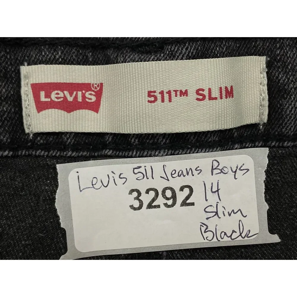 Levis‎ 511 Jeans YOUTH BOYS 16 SLIM 28x28 Straight Black Medium Wash Stretch